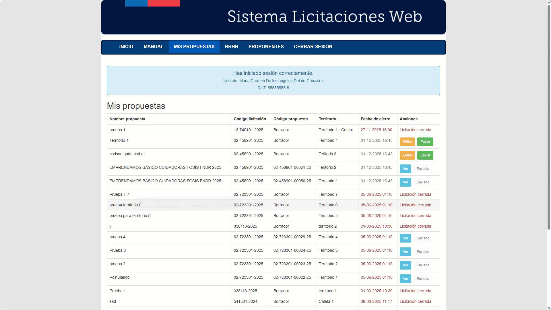 Envío exitoso con código definitivo