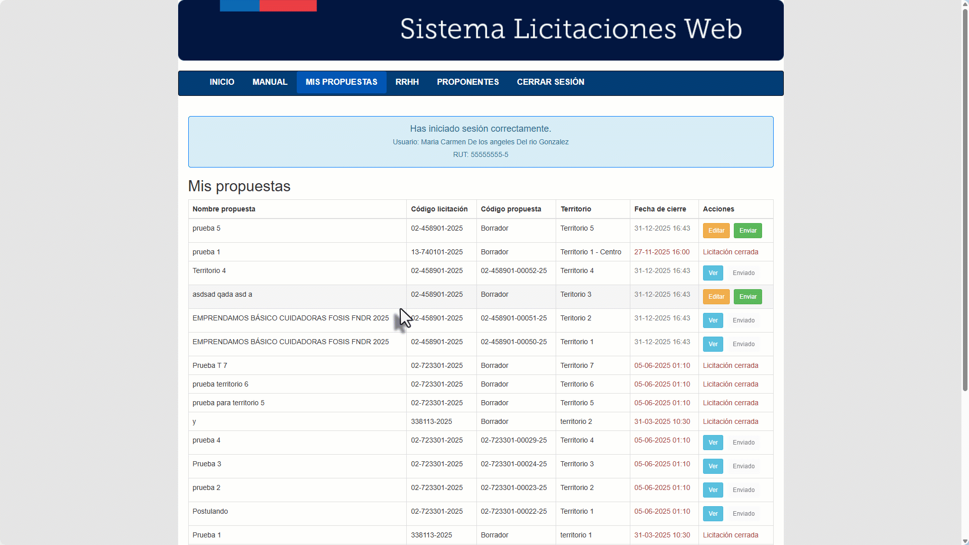 Visualizar propuesta enviada